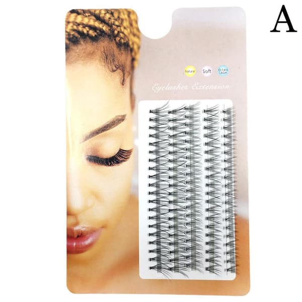 100 Clusters Mink Eyelashes False Eyelashes Natural Soft Individual Lashes Thick Black black 20P 10mm