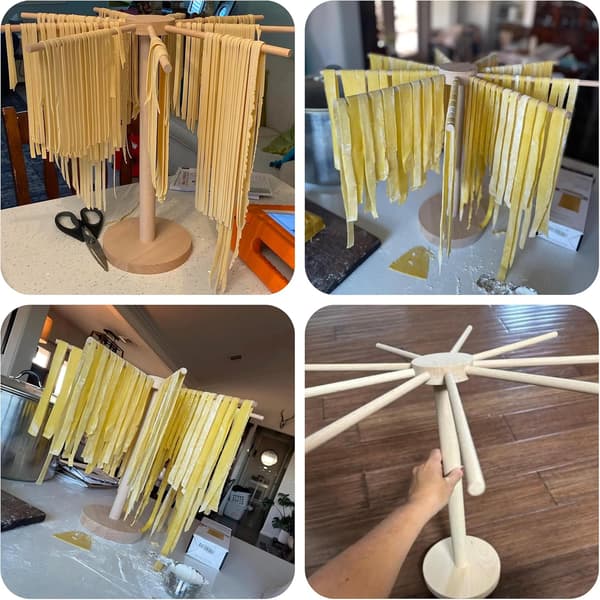 Pasta Drying Rack, Large Wooden Pasta Rack, Foldable for Drying Fresh Pasta, Noodles, Spaghetti