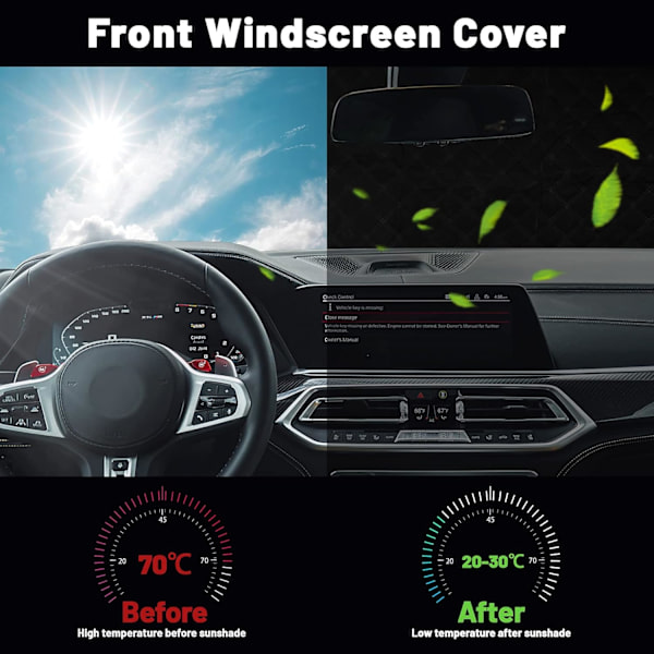 Snow protection for car windshields, double layer with ears [5 magne