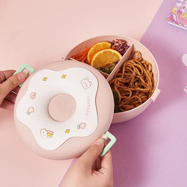 Matlåda för barn, skolelever, snackbox, munk, läckagesäker Lila