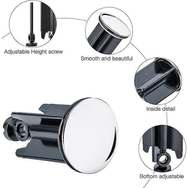 Universal avloppsplugg 40 mm kromad avloppsplugg med gummitätning för badrumsbidé