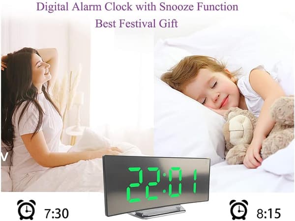 Digital Alarm Clock Bedside, LED Bedside Clock with Screen, Night Light, USB Charging Port, for Bedroom, White White