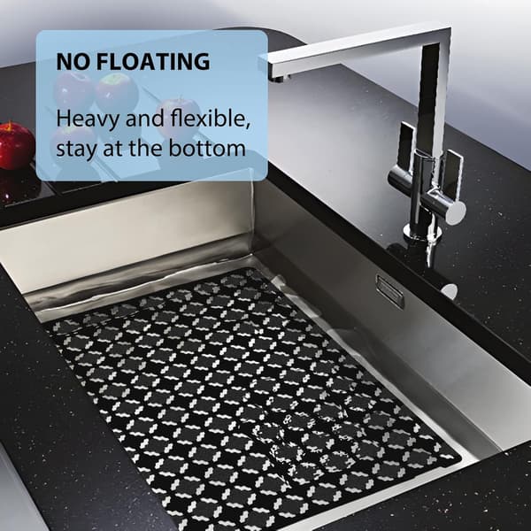Sink mat, 2 pcs sink protector mat for ceramic/stainless steel sinks, cuttable drain mat 30 x 40 cm, black black