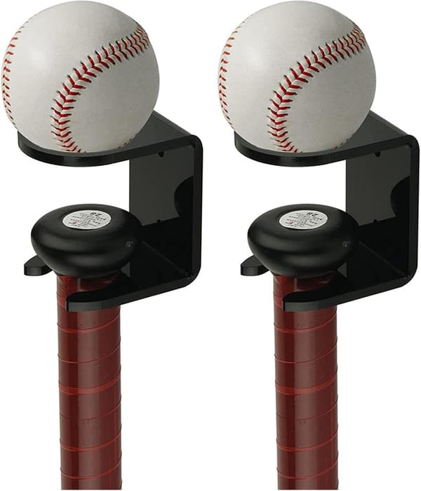 Wall Mounted Bat Holder Rack, 2 Pcs Wall Rack Holder for Bat, Acrylic Baseball Bat Holder for Wall Mounting, Rustproof Ball Vertical