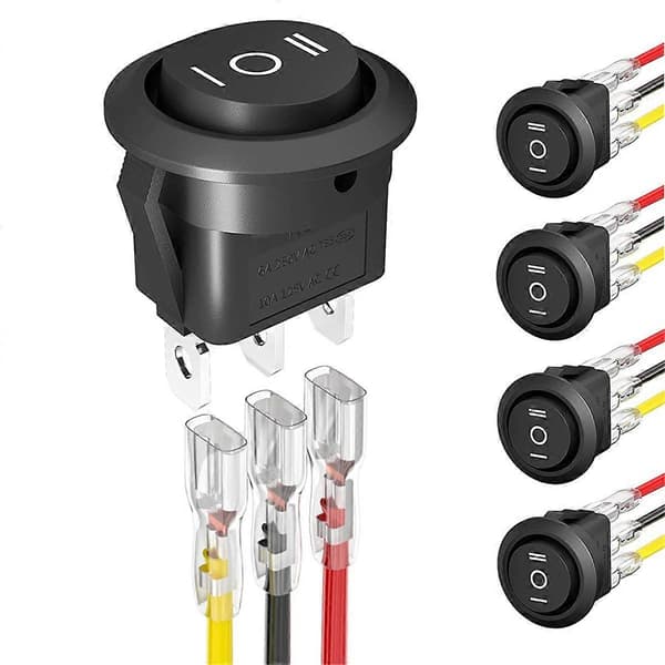 10 Pcs KCD1 12V 3-Pin 3-Position ON Off ON DC Round Rocker Switch