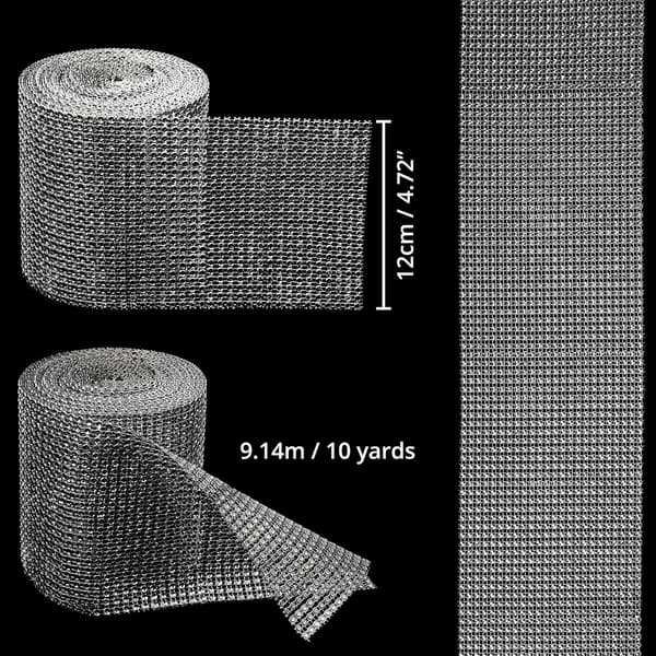 12cm 24 Rows Sewing Rhinestone Ribbon Silver - Rhinestone Roll