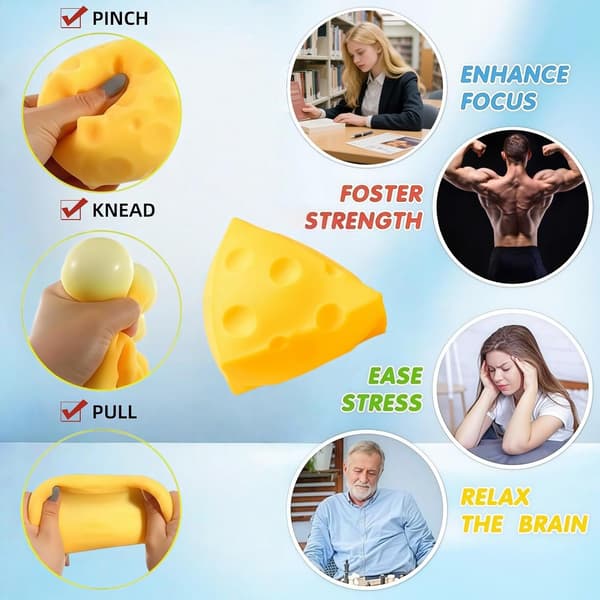 Cheese Cube Squishy, Fake Cheese Squeeze Block Calming Fidget Toys for Adults Triangle-5cm