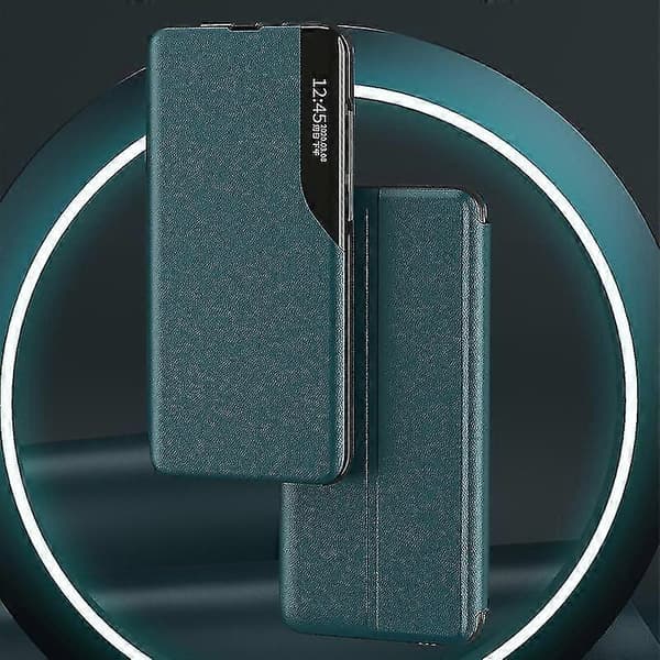 For Samsung Galaxy S21 5G Magnetic Leather Case with Side Display Black