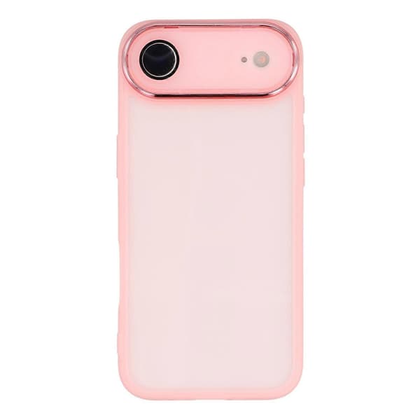 Compatible with iPhone 17 Air Case Electroplated Camera Frame TPU Phone Case Transparent Pink