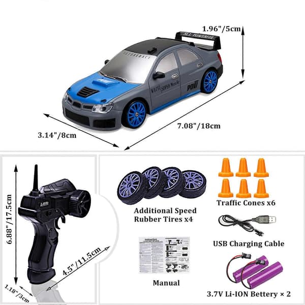 RC Drift Car, 15 km/h Scratch-Resistant Lightweight Rechargeable Low-Friction Remote Control Car Gray