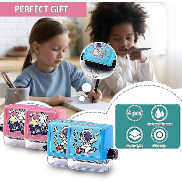 4 Pcs Math Roller Stamps, Addition Subtraction Multiplication Division Roller Stamp, Reusable Calculation Math Roller Stamp with Ink