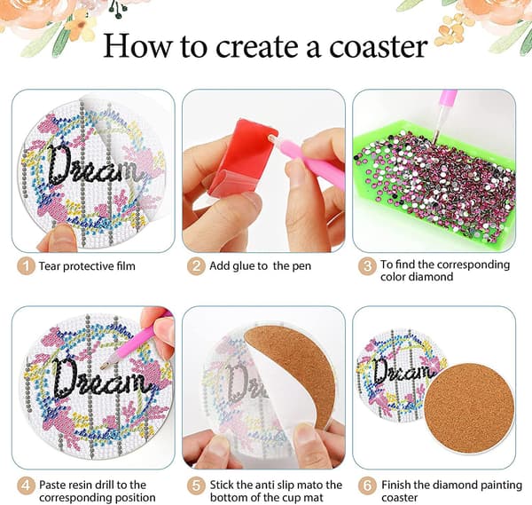 8-pakning DIY diamantmalingssett for coasters - Hilsen