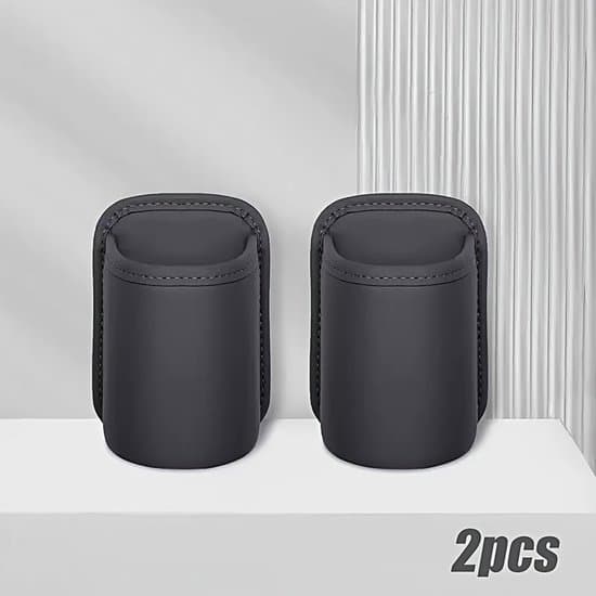 2 Car Cup Holders and Phone Holders, PU Leather Cup Holder, Storage Box, Rear Cup Holder - Interior Storage and Organizer Assistant 2pcs
