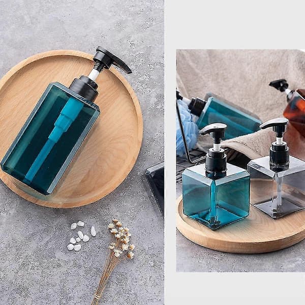 2-pack 1000 ml Pump Bottle Dispenser Refillable Square Dispenser Empty Pump Bottle For Special Gifts Ocean Blue