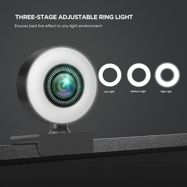 Fuld HD 4K webcam computer webcam videokamera indbygget ringlys webcam 0.1