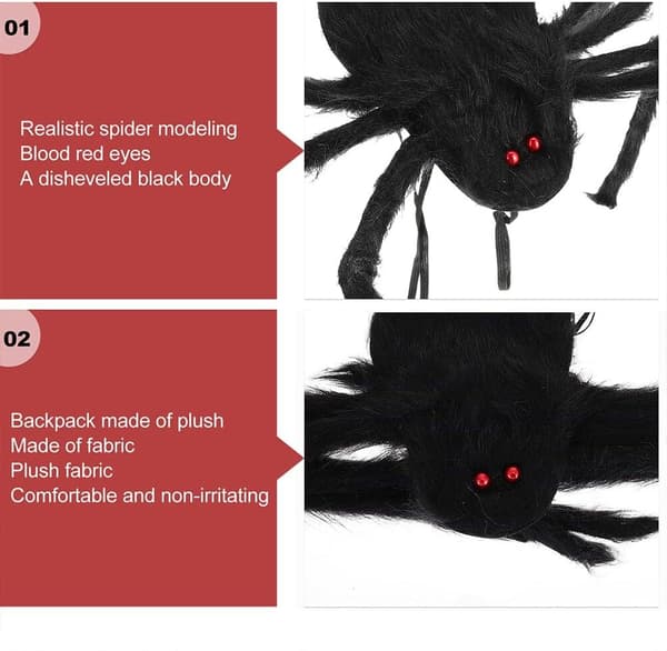 Halloween Spider Backpack Costume Funny Candy Bag for Adults S