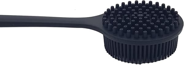 Back brush for shower, soft silicone bath brush with long handle Black