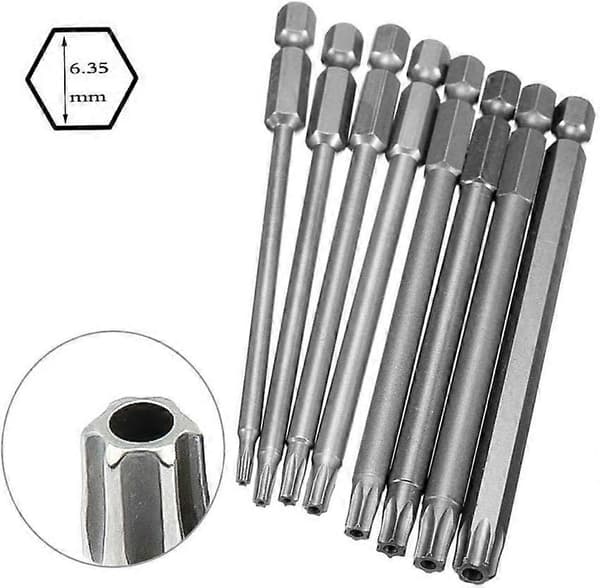8 Pcs Extra Long Hollow Magnetic Torx Screwdriver Bits Set 1/4 Inch Hex Shank Screwdriver