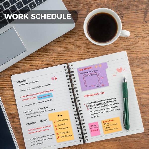 Sticky Notes Set, Self-Adhesive Post-it Notes for Journaling Notebook Planner Studies, Office Supplies College Essentials Back to S