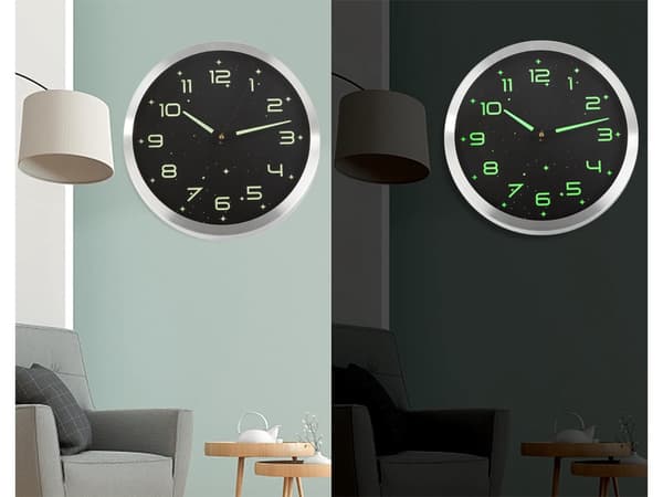 Fluorescerande väggklocka - 30 cm med lysande stjärnor 582