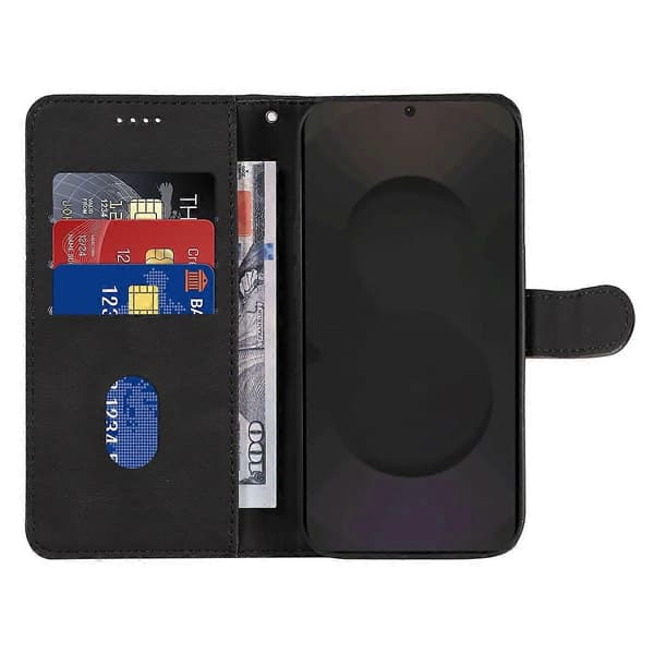 Leather Wallet Case with Protective Shell and Curved Design for Samsung Galaxy S25 FE