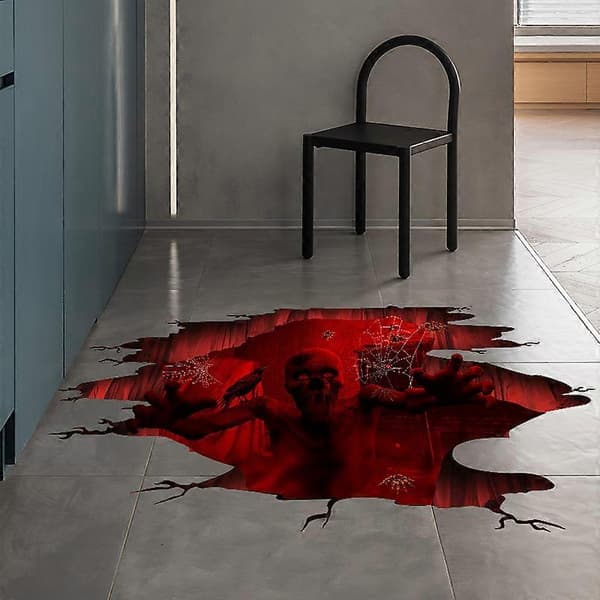 3D Halloween Floor Wall Decals Removable, Halloween Wall Stickers Witch Ghost Skeleton Halloween Decorations, Halloween Window Decorations Decals