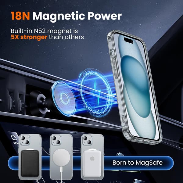 3 in 1 Case for iPhone 15 Transparent with MagSafe, Non-Yellowing, Screen Protector*1 Camera Lens Protector*1, Phone Case 6.1 inch Transparent