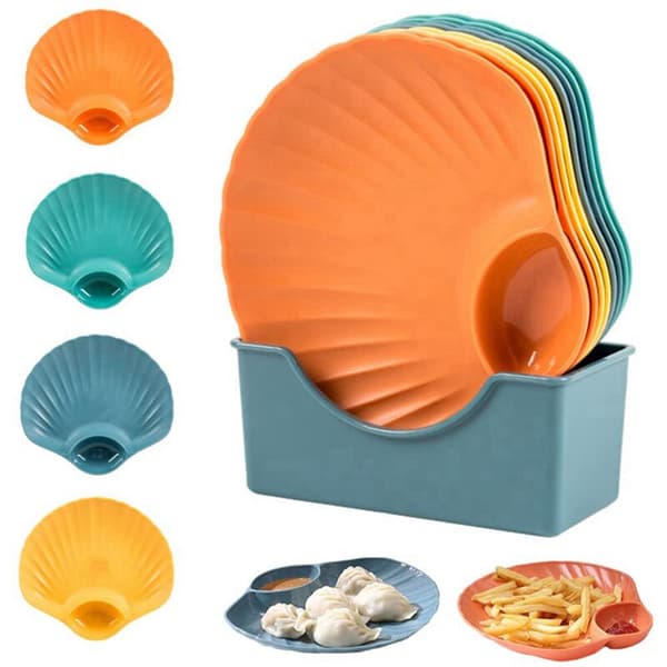 18X Multicolor Shell Snack Plates Dinner Table Storage Tray Fruit Dessert Plate with Bottom Bracket