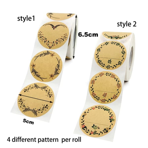 500 pcs 5 cm Brown Self-Adhesive Kraft Paper Labels