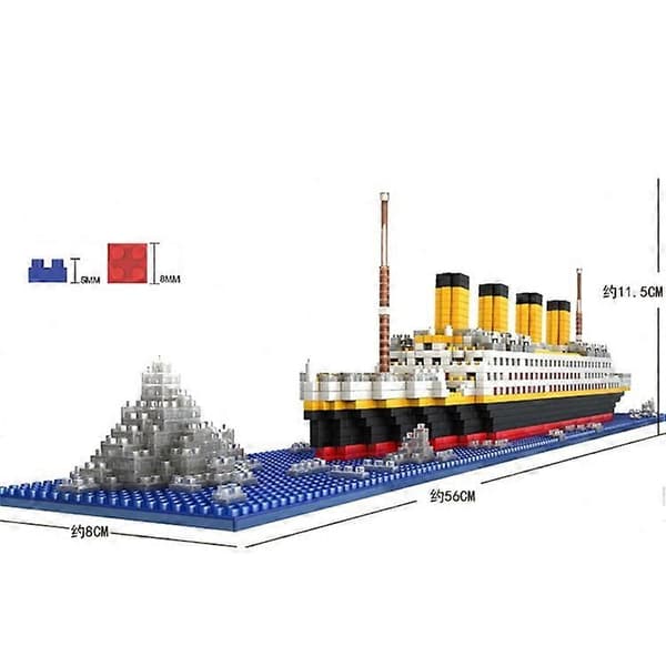 Titanic Building Blocks Set Titanic Ship Model DIY Micro Mini Blocks for Kids Educational Toy As Shown