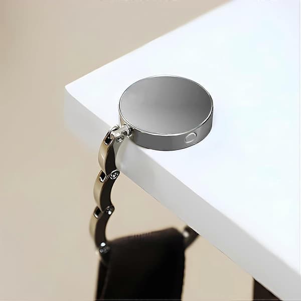 Portable Handbag Hooks 4-pack, Foldable Multifunctional Bag Hook for Tables, Desks, Restaurants, Silver Finish