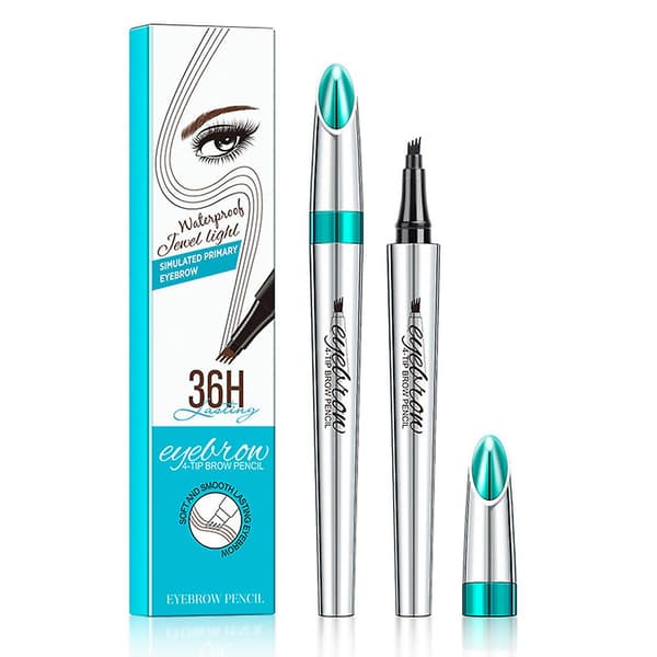 Durable Eyebrow Pencil with 4 Fork Tips Micro Eyebrow Pencils Waterproof Tattoo Eyebrow Pen for Defined Brows