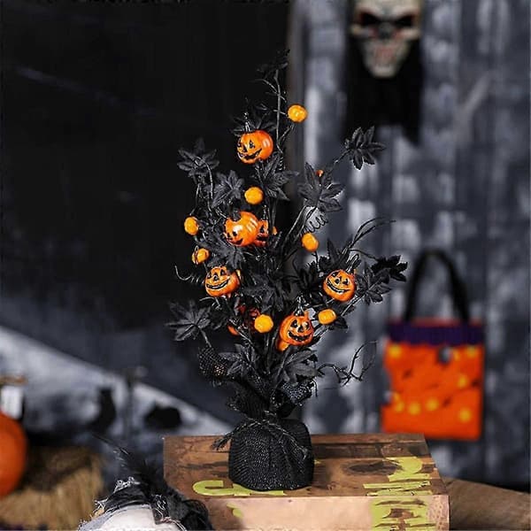 Exquisite Halloween Decorations Black Scary Pumpkin Maple Leaf Decoration Tree Ghost Festival Home Decor