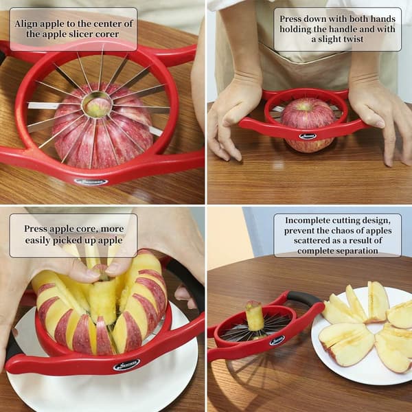 Apple Slicer, 16-Slice [Large Size] Durable Heavy Duty Apple Slicer, Corer, Divider, Wedger, Integrated Fruit and Vegetable Cutter