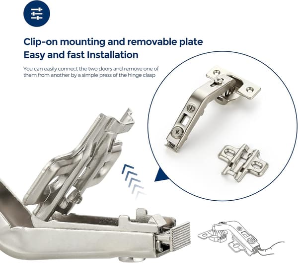 135 Degree Kitchen Door Hinges Compatible with Lazy Susan Corner Cabinets, Full Overlay Face Frame, Concealed (2 Pack)