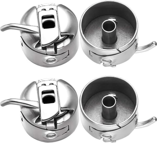 4 Pieces Stainless Steel Bobbin Case for Front-Loading Sewing Machine Compatible with 15 Models