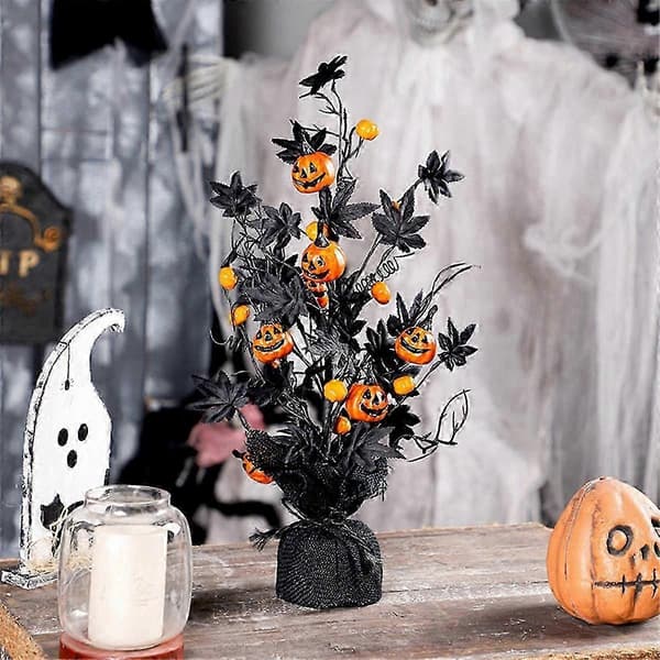 Exquisite Halloween Decorations Black Scary Pumpkin Maple Leaf Decoration Tree Ghost Festival Home Decor