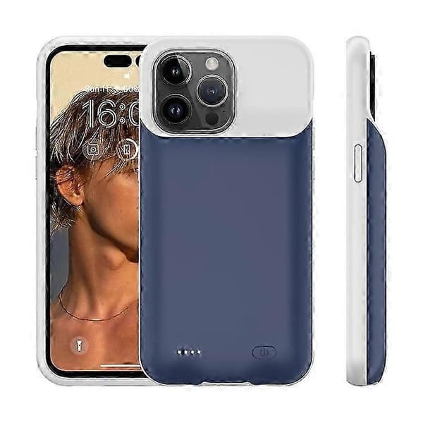 7000mAh Battery Case Compatible For iPhone 15 Pro, Rechargeable Power Bank Phone Case Blue
