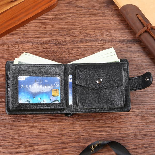Men's PU Wallet - Slim and Spacious Design Black