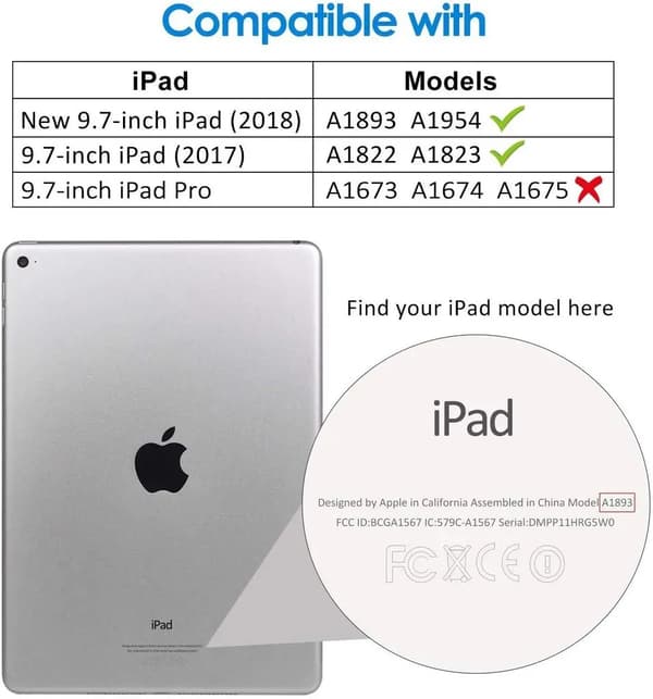 Passer til Apple iPad-etui (9,7 tommer, 2018/2017-model, 6./5. generation), sort