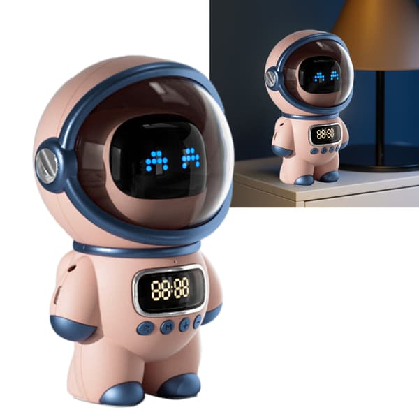 Astronaut AI Voice Bluetooth Speaker Clock Night Light Birthday Gift Pink