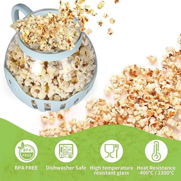 DIY Microwave Popcorn Maker High Borosilicate Glass 2.13L with Lid