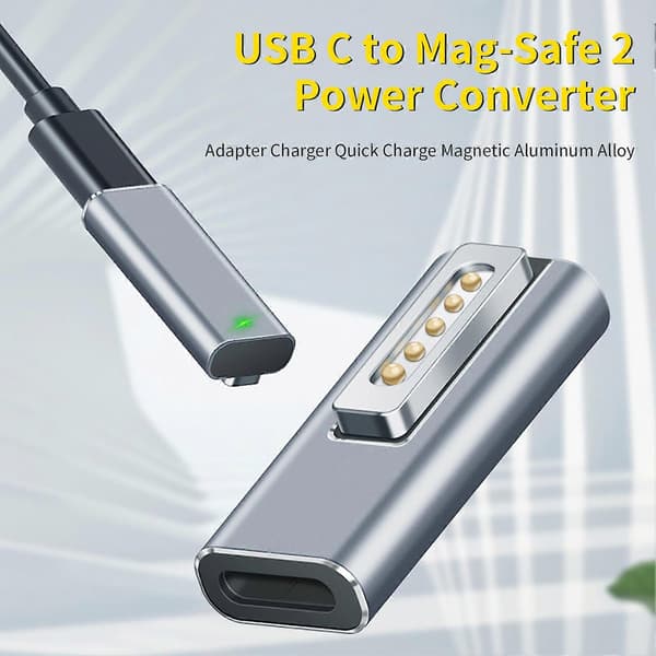 Adapter Lader Hurtiglading Magnetisk Aluminiumslegering PD USB C til Mag-Safe 2 Strømomformer for MacBook Air/Pro