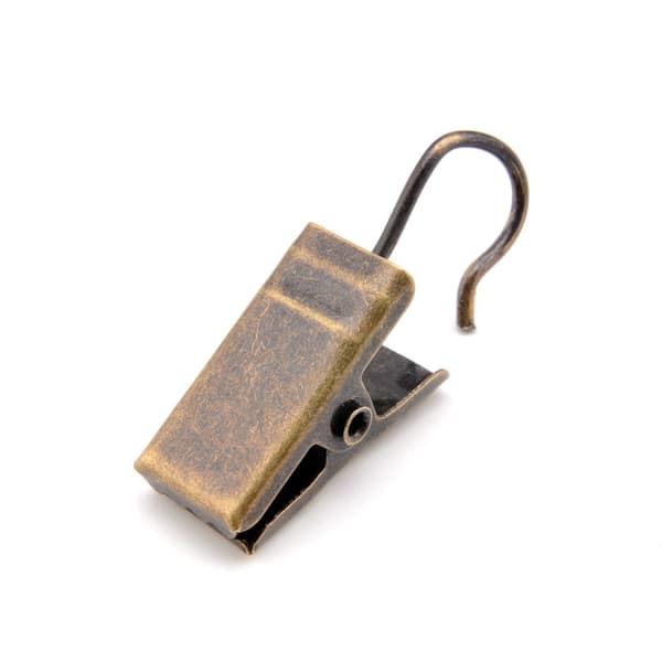 20 gardinklemmer med krog - Antik messing