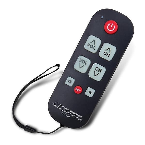 A-TV10 TV Remote Control for Seniors Universal Controller Simple Waterproof Remote with LED Light for