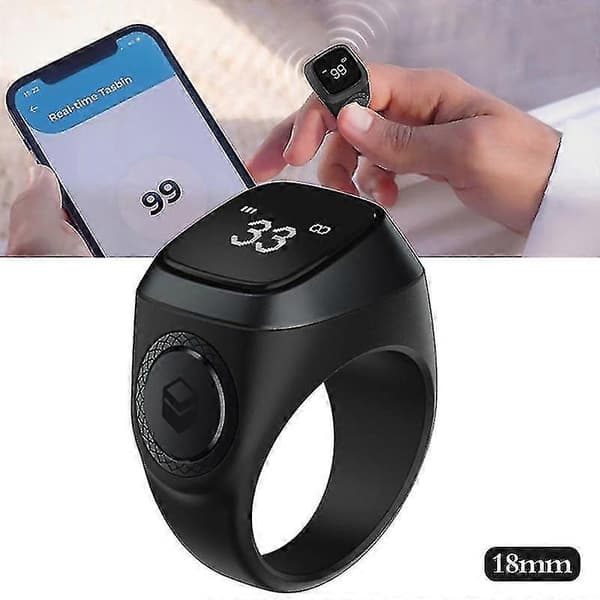 Smart Tasbih Teller Ring for Muslimer Zikr Digital Tasbeeh 5 Bønnetider Påminnelse Bluetooth-hao