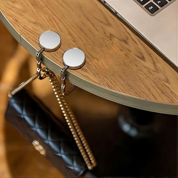 Portable Handbag Hooks 4-pack, Foldable Multifunctional Bag Hook for Tables, Desks, Restaurants, Silver Finish