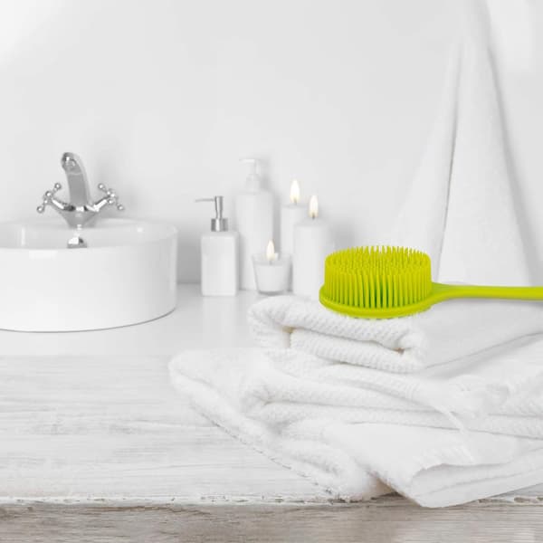 Silicone Bath Brushes Double-Sided Long Handle Shower Brush with Soft Bristles for Women Men