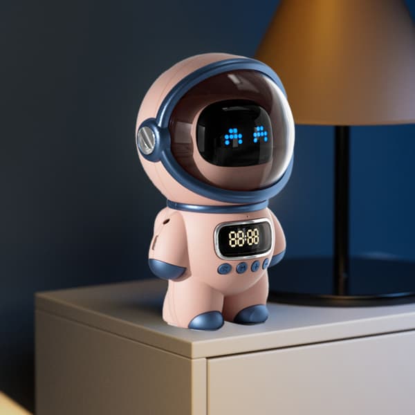 Astronaut AI Voice Bluetooth Speaker Clock Night Light Birthday Gift Pink