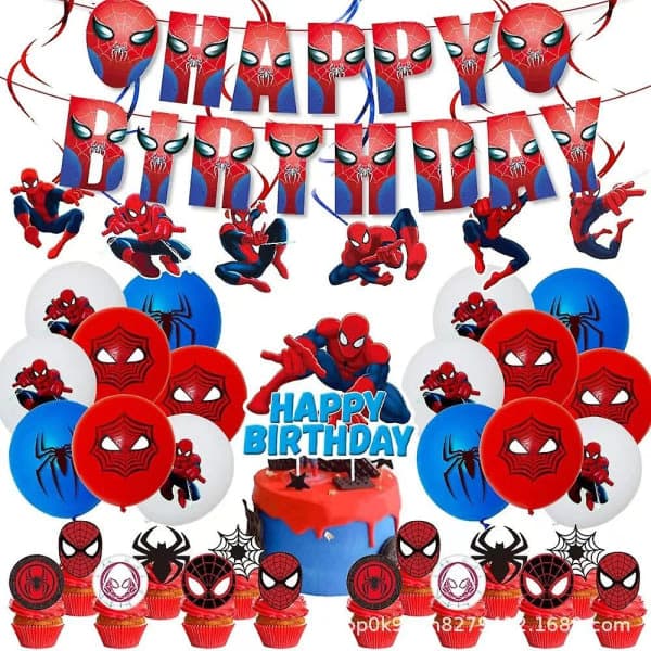 Spiderman-tema Festdekorasjon Tilbehør Servise Kopp Tallerken Servietter Spiderman Ballon Glad Festdekorasjon For Barn Gutter 10stk Gavepose